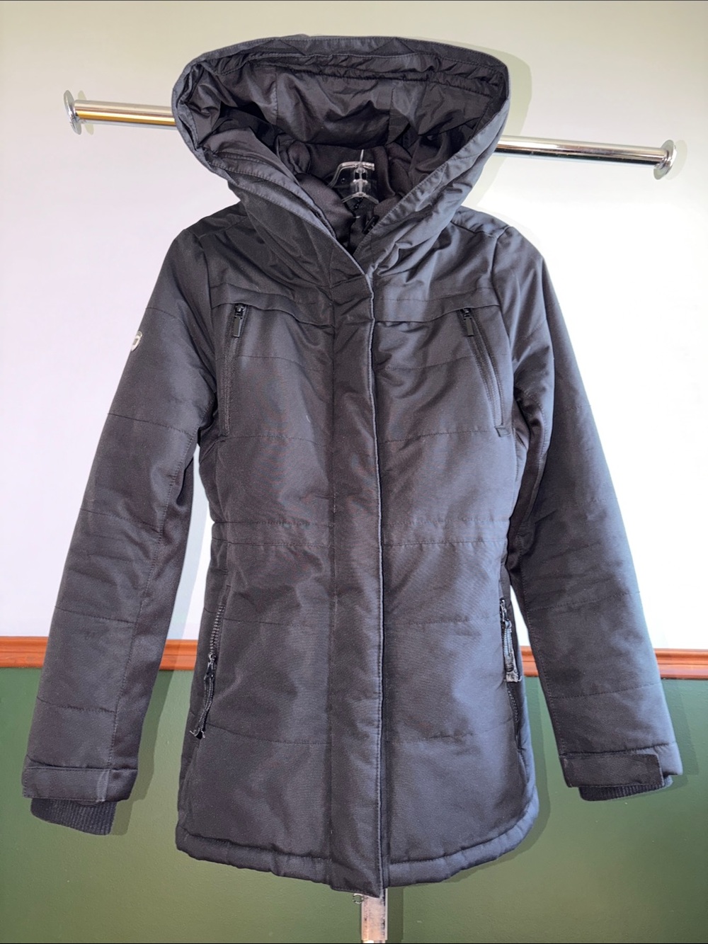 Point Zero Women's Hooded Puffer Coat - Black